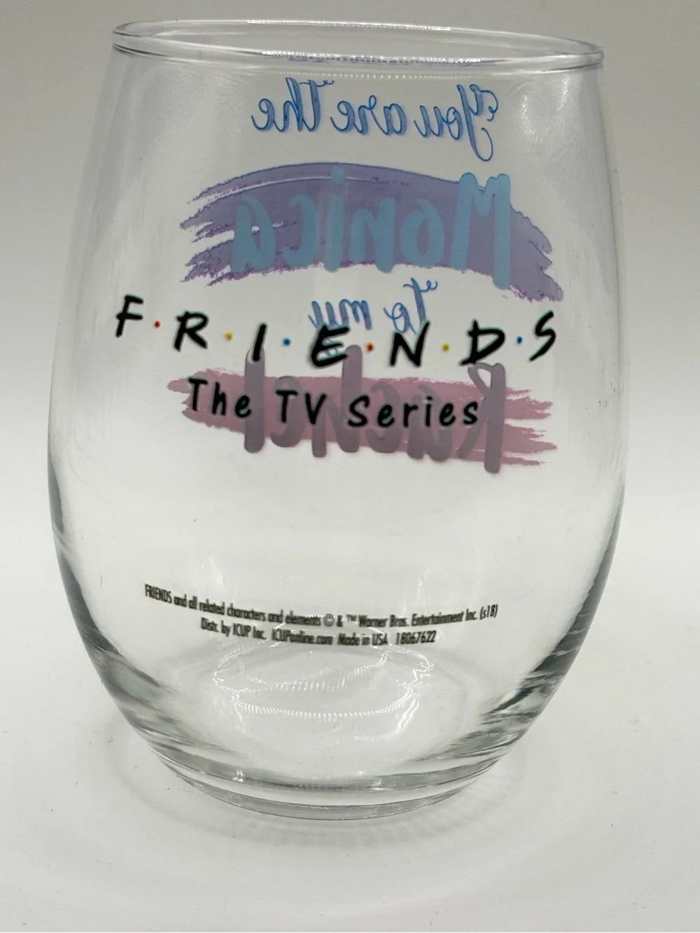 Friends Monica & Rachel Stemless Wine Glass